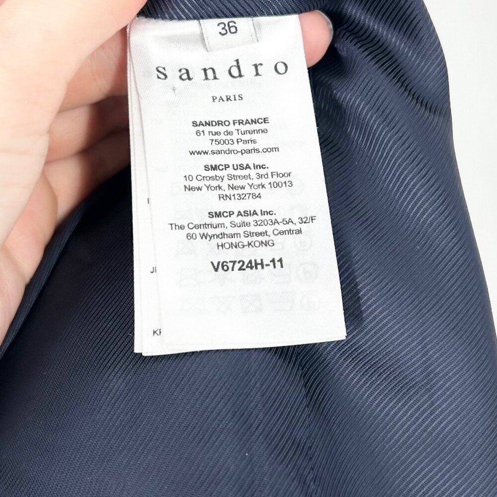 Sandro Marianne Herringbone Wool Blend Multicolor Blazer - Picture 7 of 9